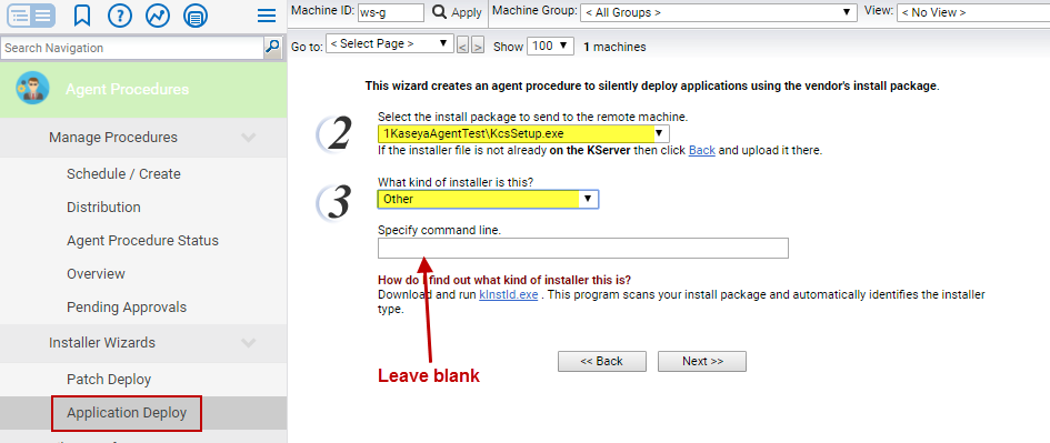 remotely install kaseya agent comman dline