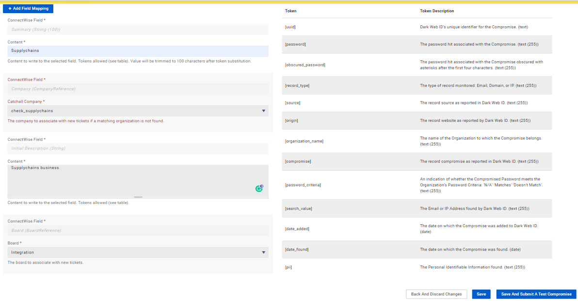 Dark  ID Integration with ConnectWise Kaseya