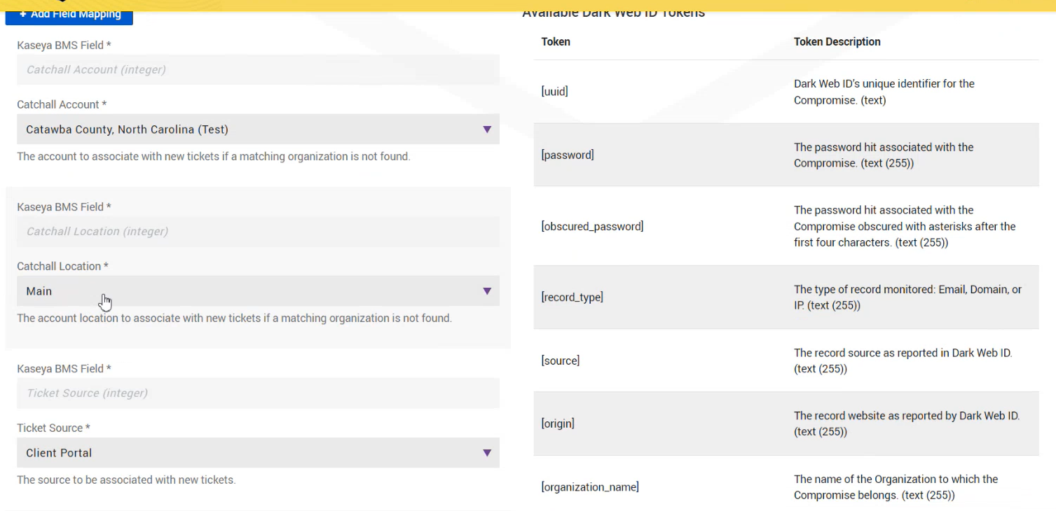 Dark  ID Integration with BMS Kaseya