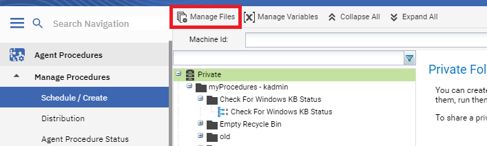 create a file using kaseya agent procedure